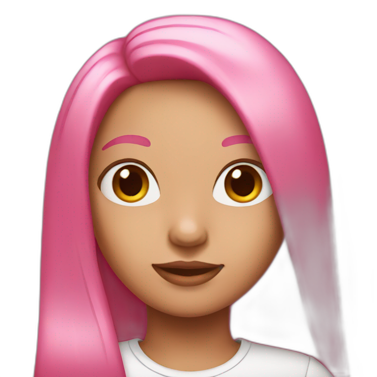 girl with long straight hair and pink hair emoji