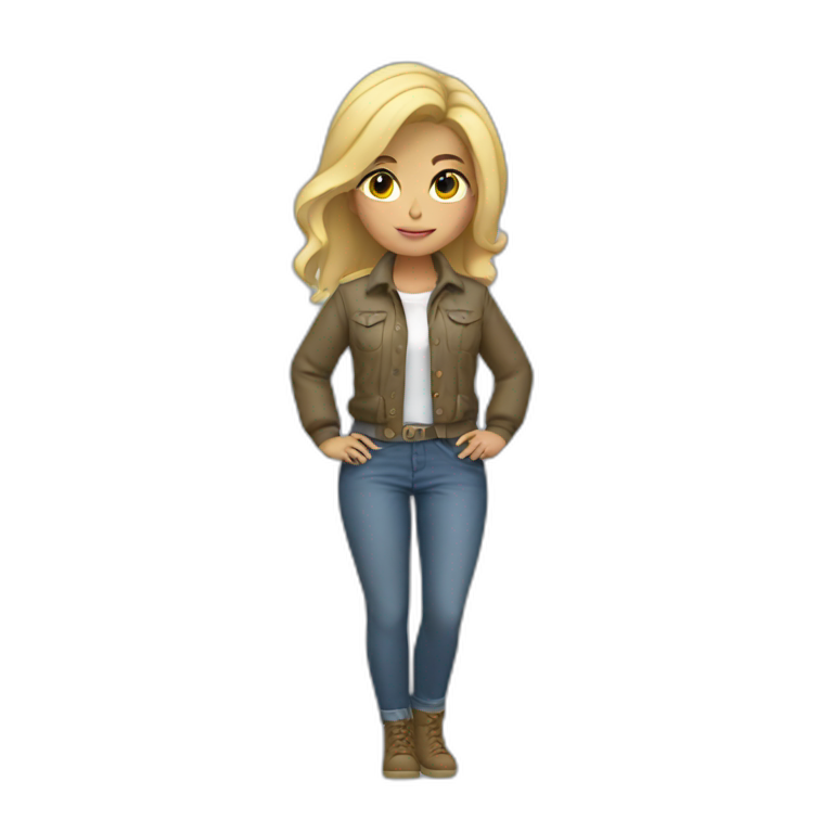 Blonde casual girl with jacket tied around waist emoji