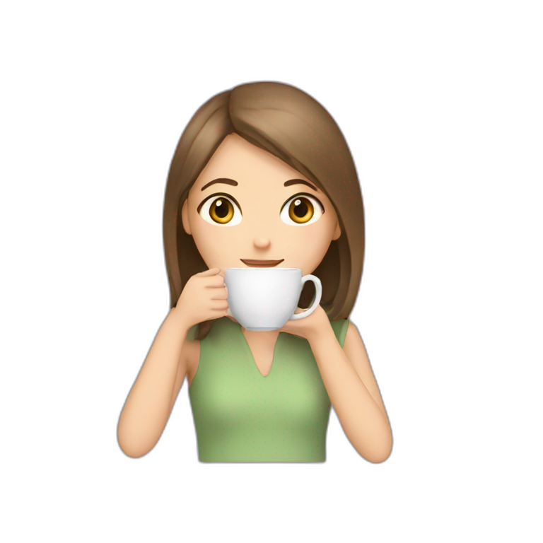Girl cuddling drinking tea emoji