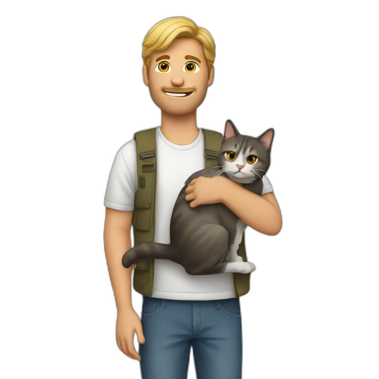 a man holding a cat emoji