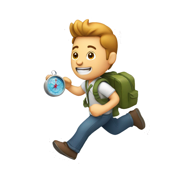 man running and holding a map and compass emoji