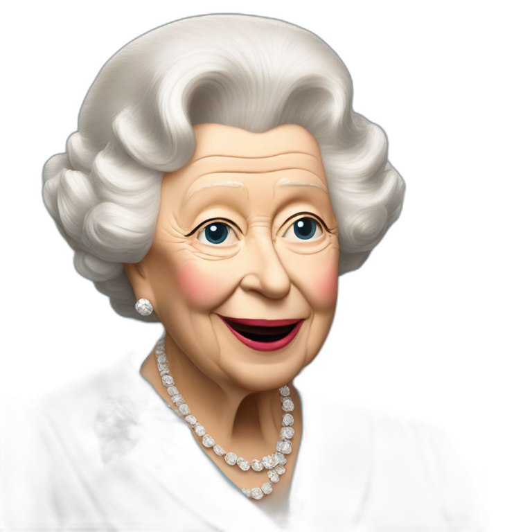 Queen Elizabeth II eating chips and gravy with Russell grant emoji