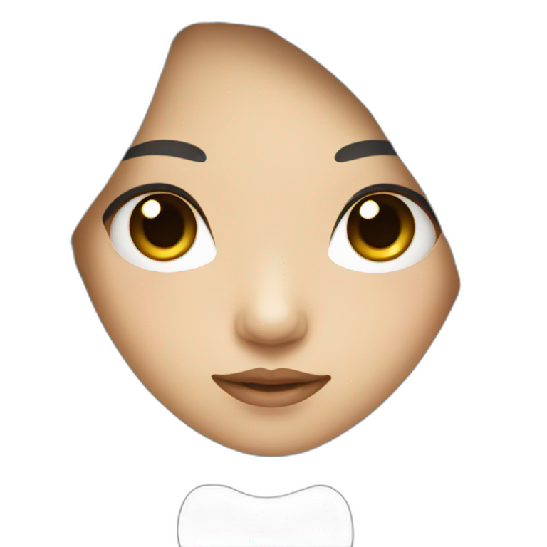 asian girl with black and long hair, black eyes. emoji