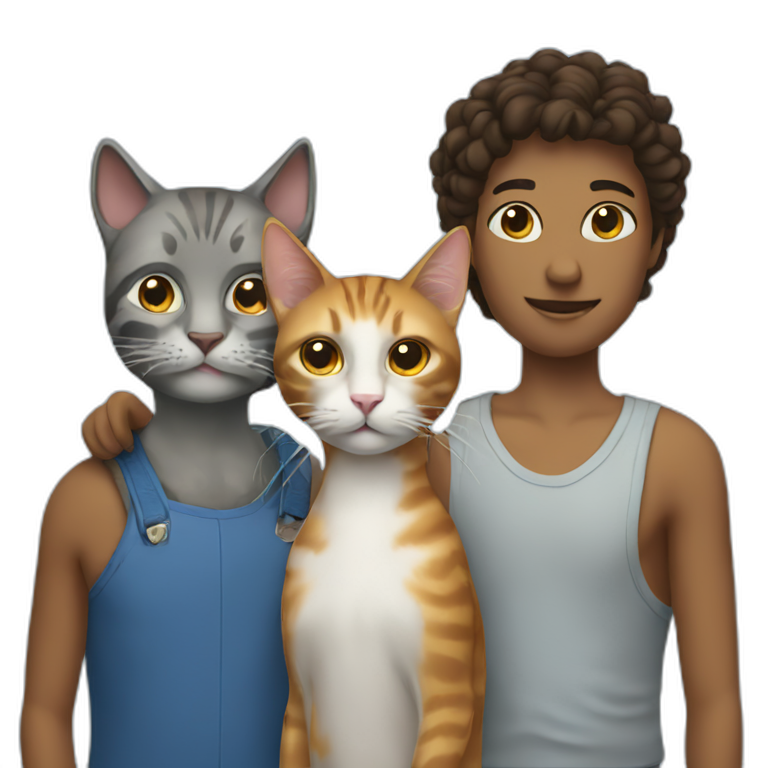 three people two cats one bird blue less detail emoji