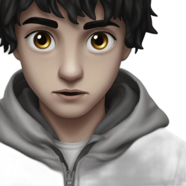 mysterious boy in grey hoodie emoji