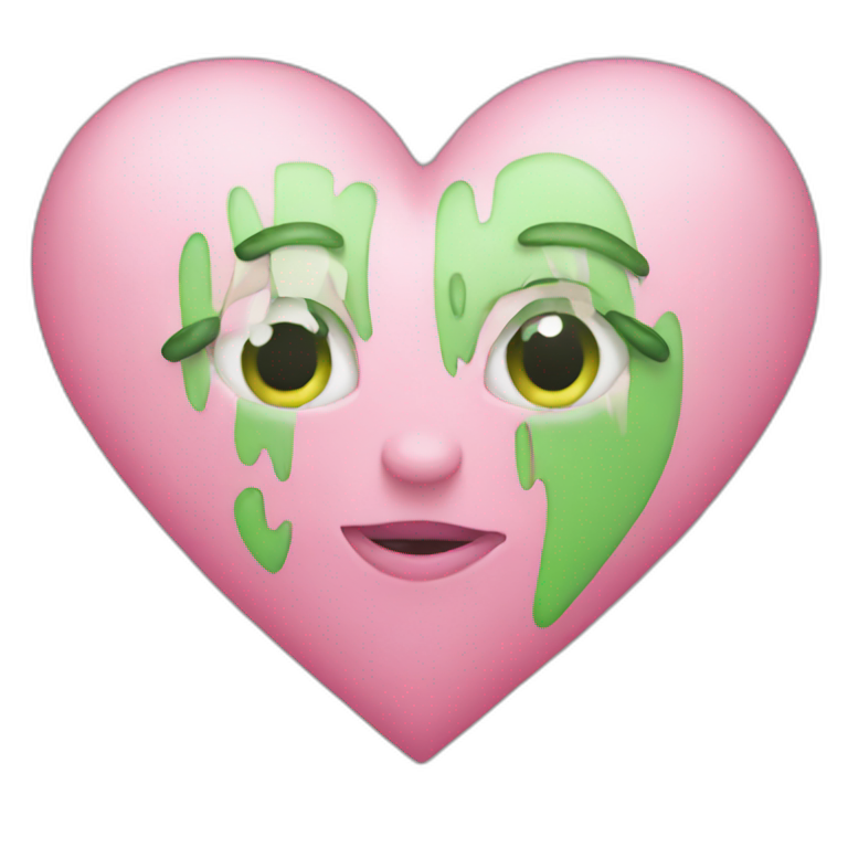 pink and green heart emoji