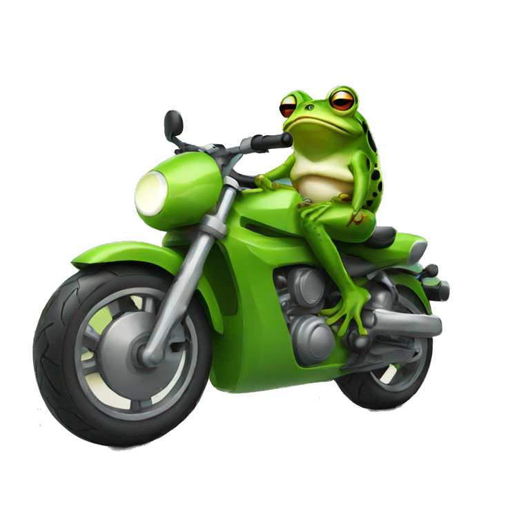 Frog with specs on motorbike emoji