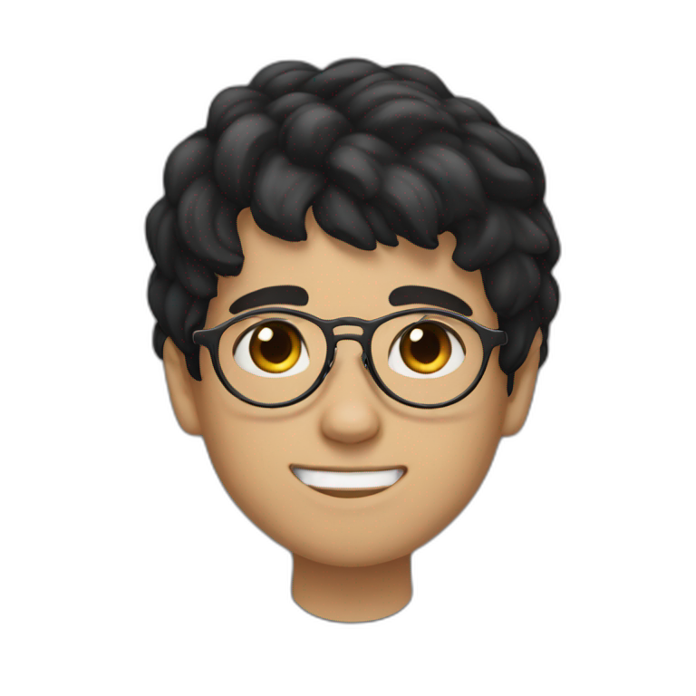 boy with black hair, wearing round glasses, and his skin is white emoji