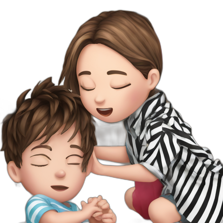 cute kids in striped shirts emoji