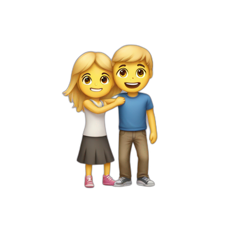 Slim boy hug healthy girl emoji