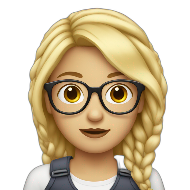 a blonde girl with tied hair and two pairs of glasses emoji