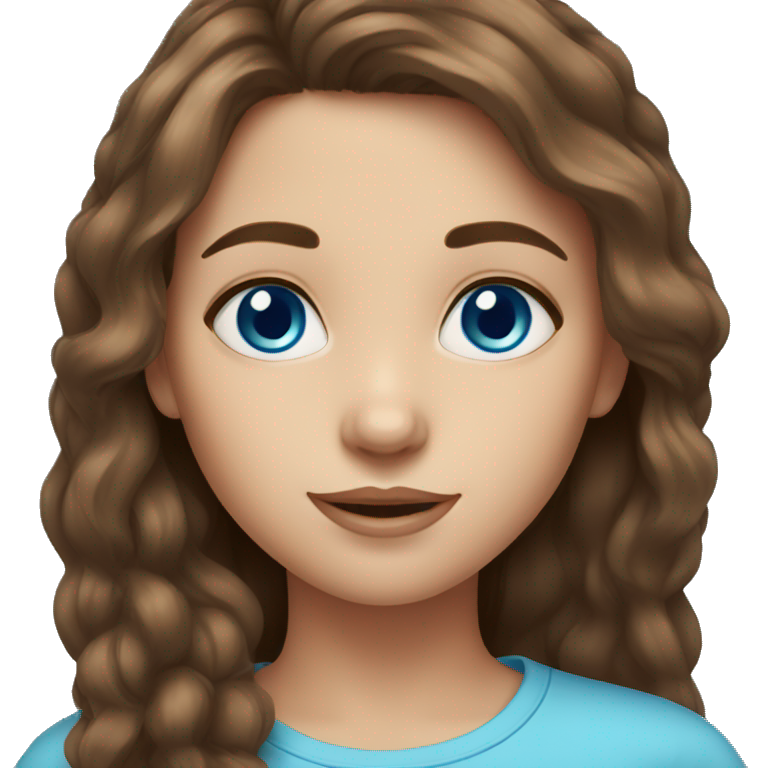Brown hair girl with blue eyes emoji