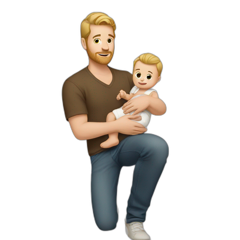 white man holding his baby emoji