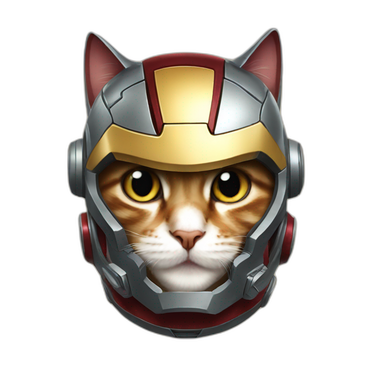 cat wearing an Iron Man helmet emoji