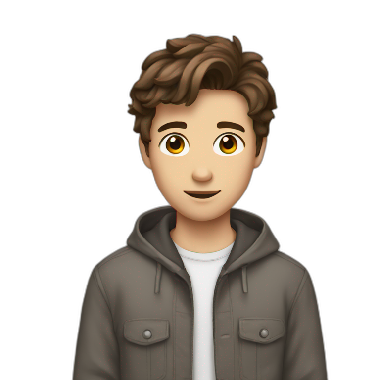 teenage boy with brown hair and brown eyes emoji