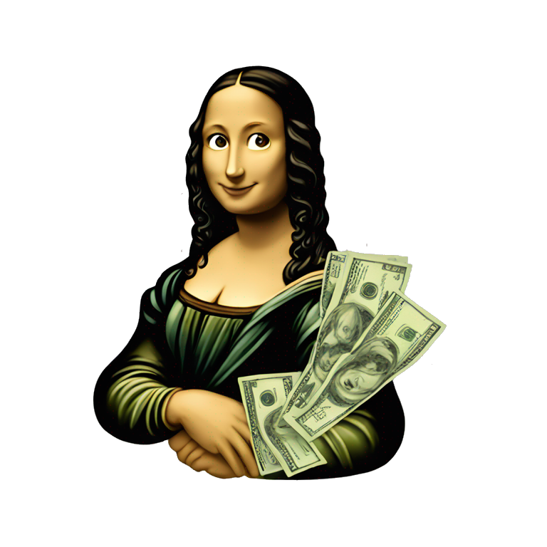Mona Lisa holding dollar bills  emoji