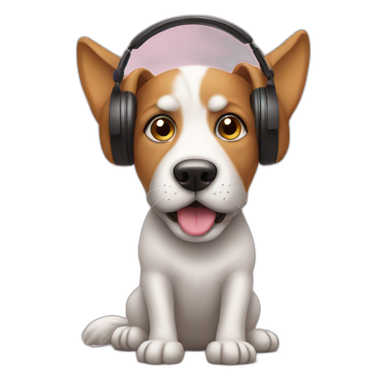 dog listening to music emoji