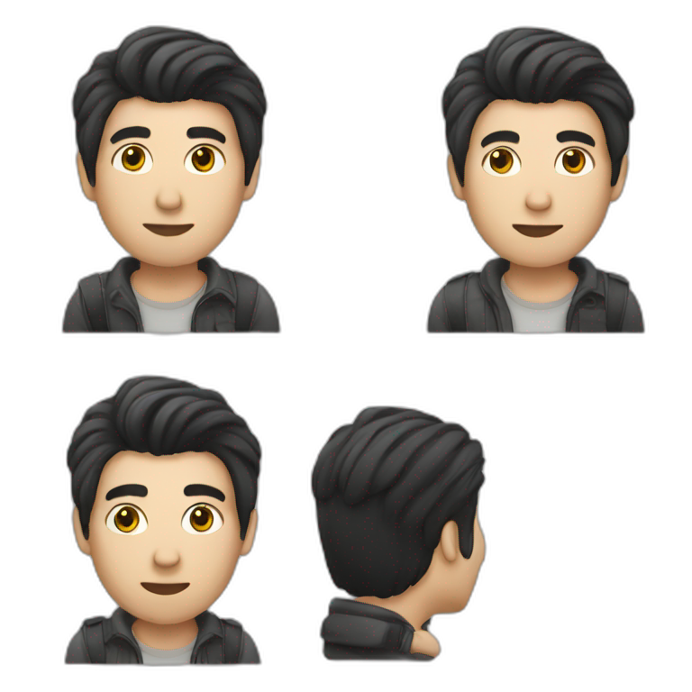 male, white, black hair, cell phone on hand  emoji