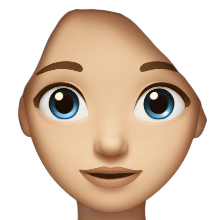 girl with long brown hair, light skin and blue eyes emoji
