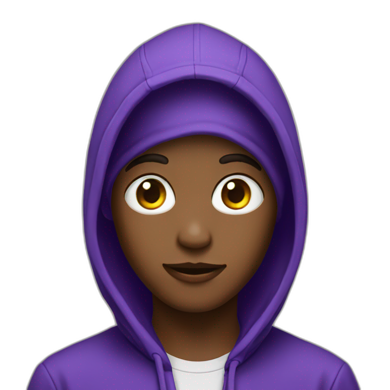Boy purple hood pierced ears emoji