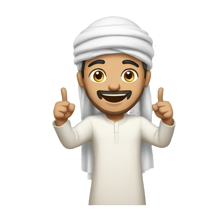 Arab man, cheering emoji