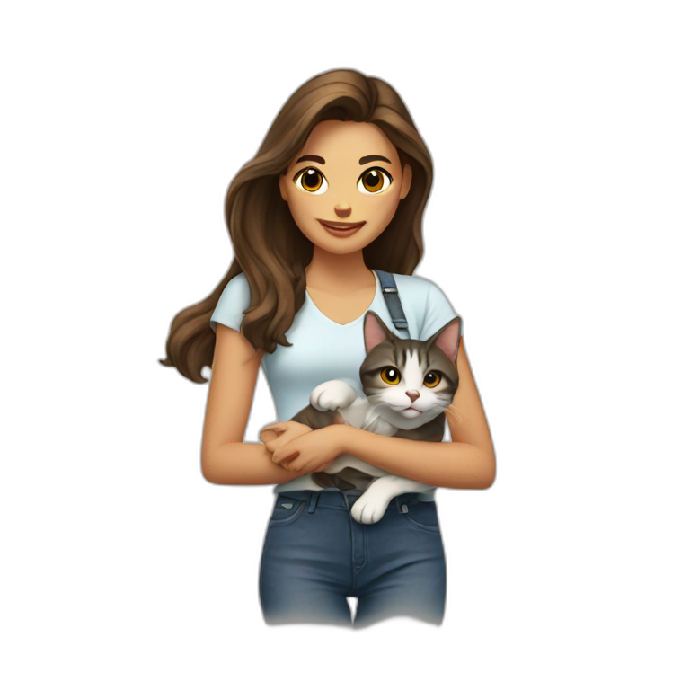 Dos chicas con un gato emoji