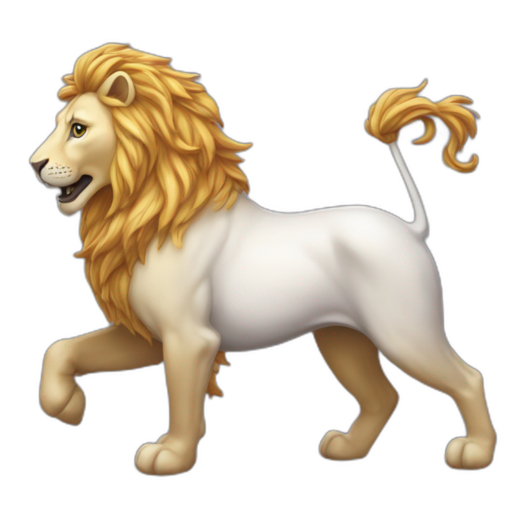 Une licorne sur un lion emoji