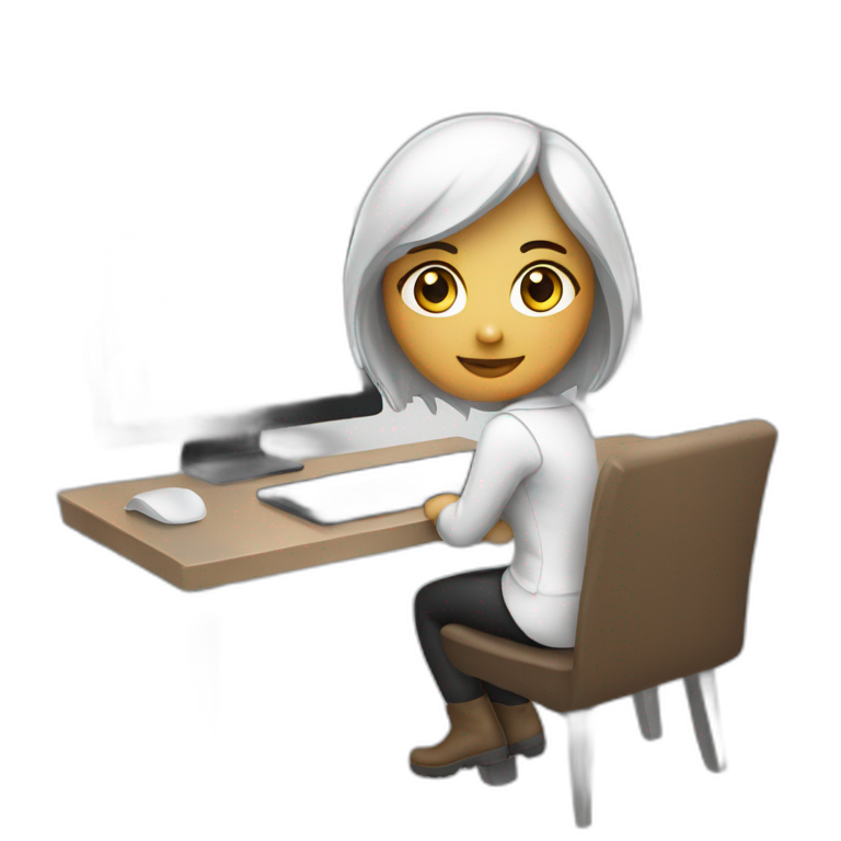 programmer girl work with MacBook emoji