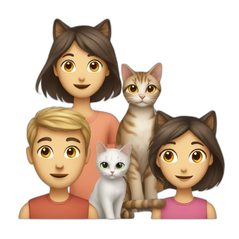 family emoji three people two cats one bird emoji