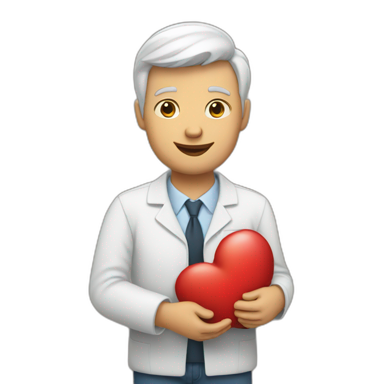 White Man holding heart  emoji