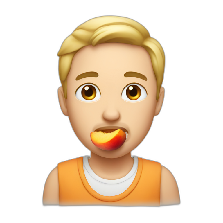Man eating peach emoji