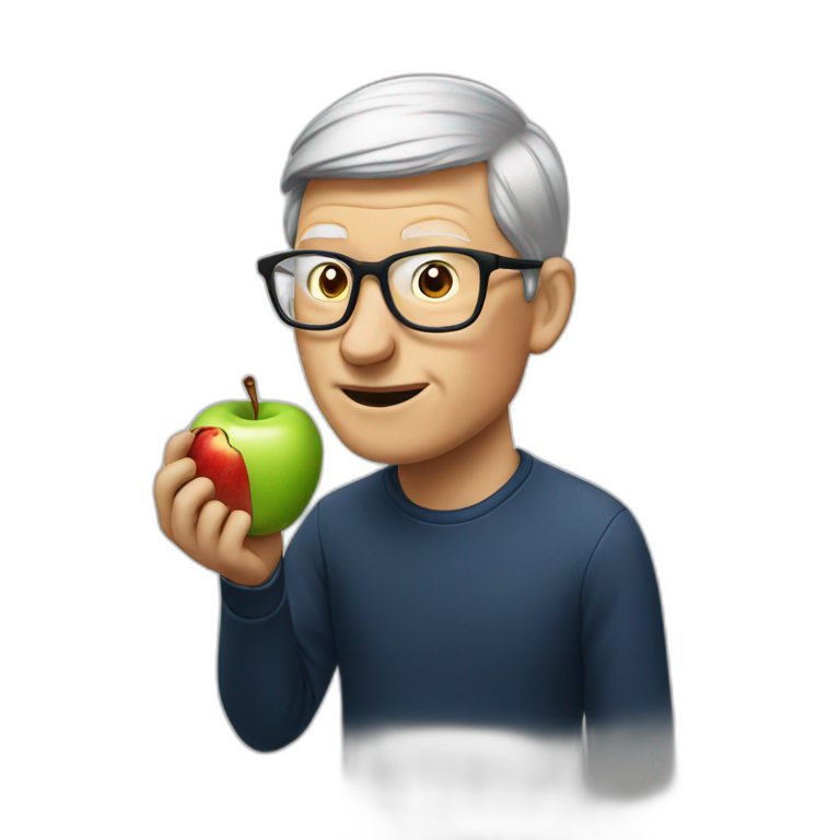 Tim Cook eating apple logo emoji