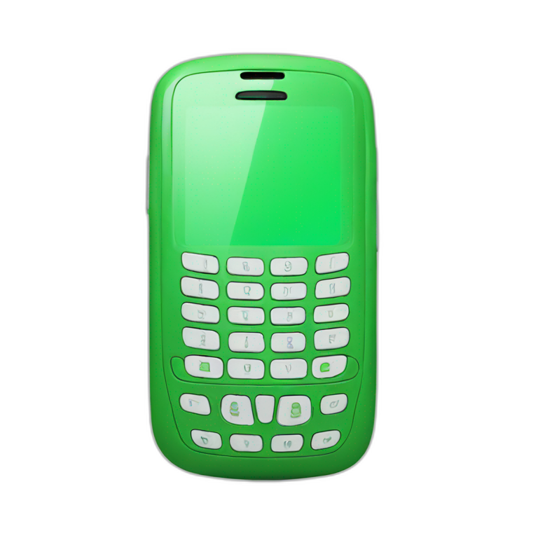 minimalistic green cellphone on white emoji