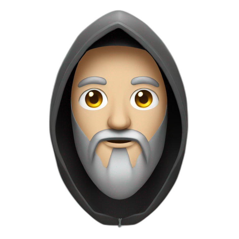 Hacker with computer hood and beard emoji