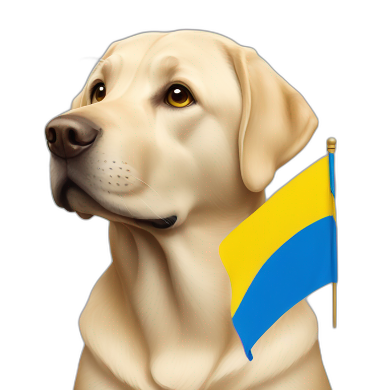 labrador with the ukranian flag emoji