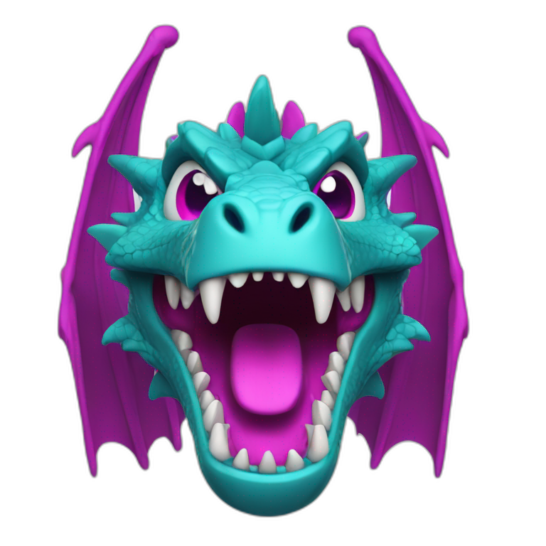cyan and magenta angry dragon emoji