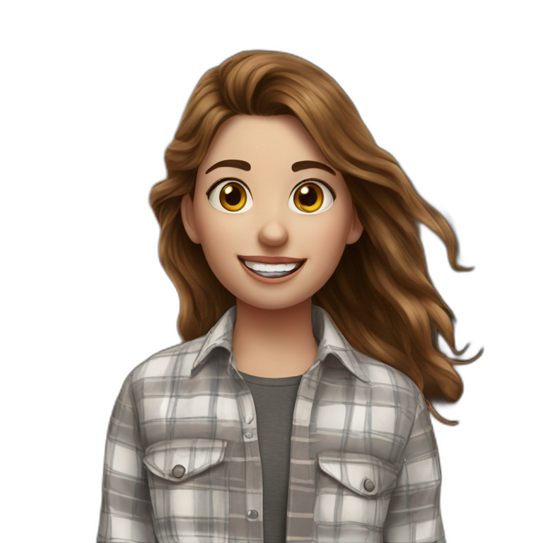 brown haired girl in plaid emoji