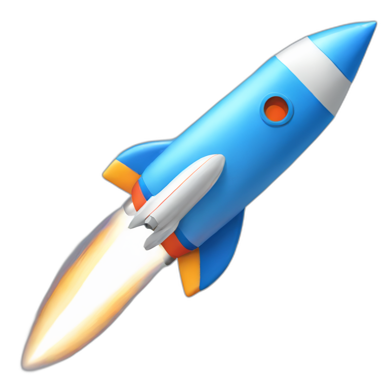 Rocket launching blue 45 angle emoji