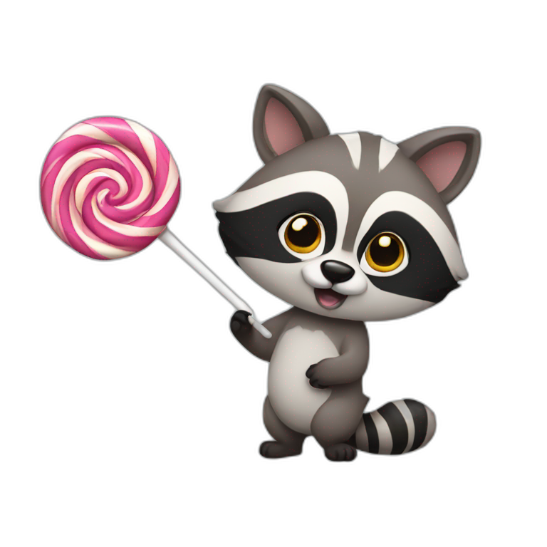 Lollipop holding a raccoon emoji