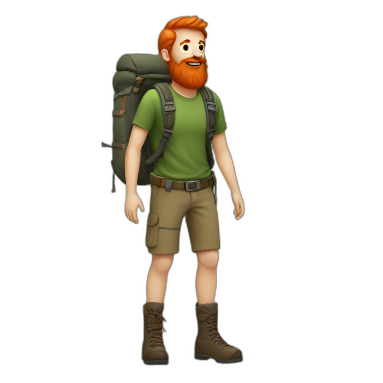Full body, Red head, hiker, long beard emoji