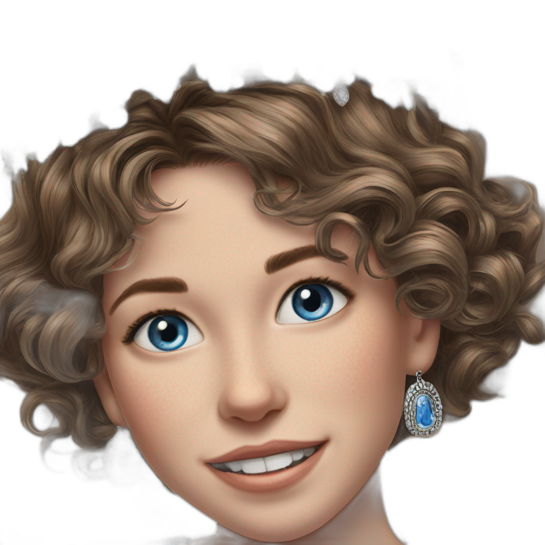 smiling blue-eyed girl with earrings emoji