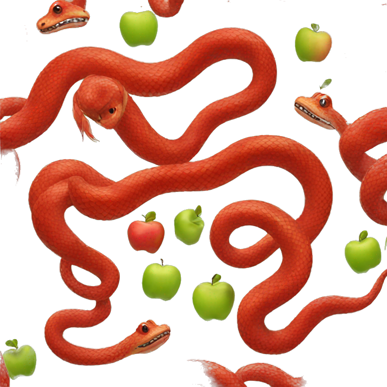 red snake with apple emoji