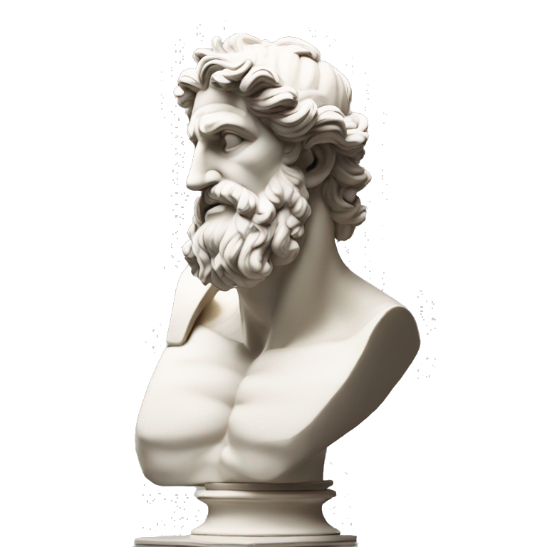 Ancient Greek King Odysseus Statue Thinking with Hand on Chin, Bust only, Off White emoji