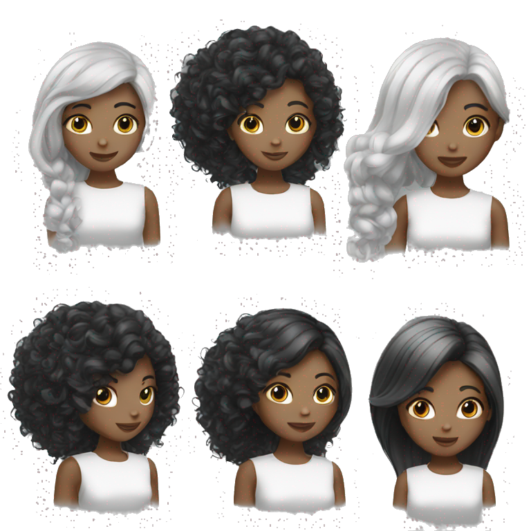 black and white hair girl emoji