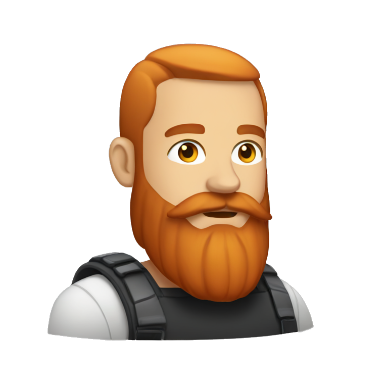 Man with long red beard and short buzz cut on head emoji