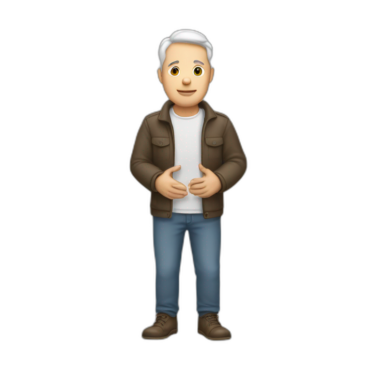 white man with hands in cast emoji
