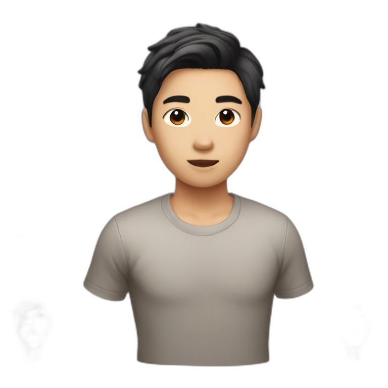 Asian boy middle part hair emoji