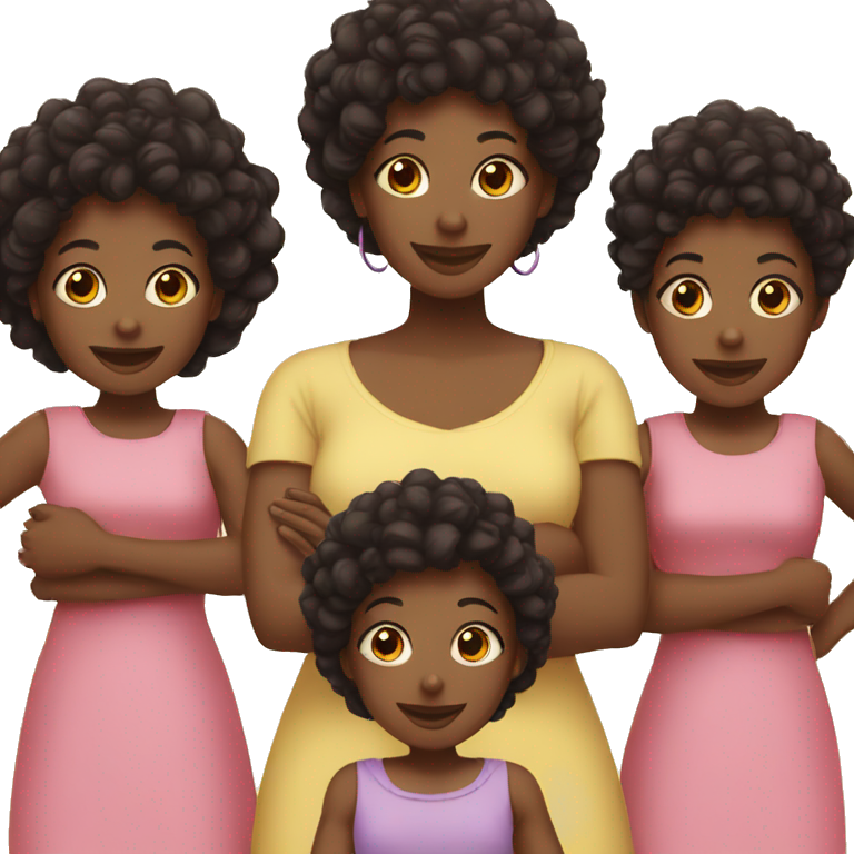 Black Mom with two sons and 3 daughters emoji