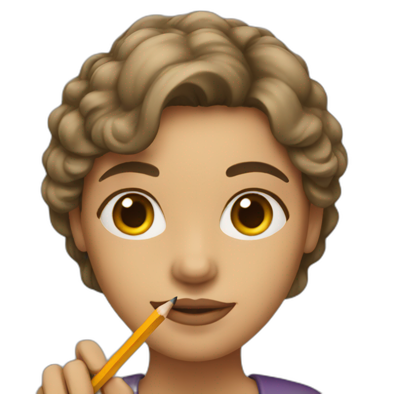 woman holding a pencil emoji
