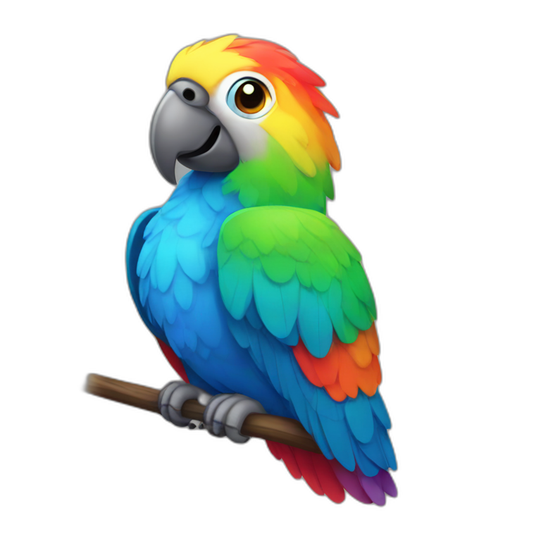 rainbow colored parrot emoji